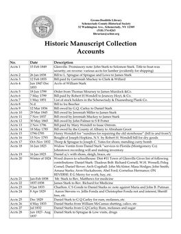 Historic Manuscript Collection Accounts