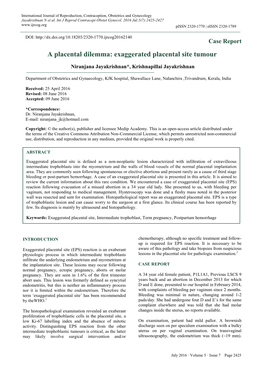 Exaggerated Placental Site Tumour