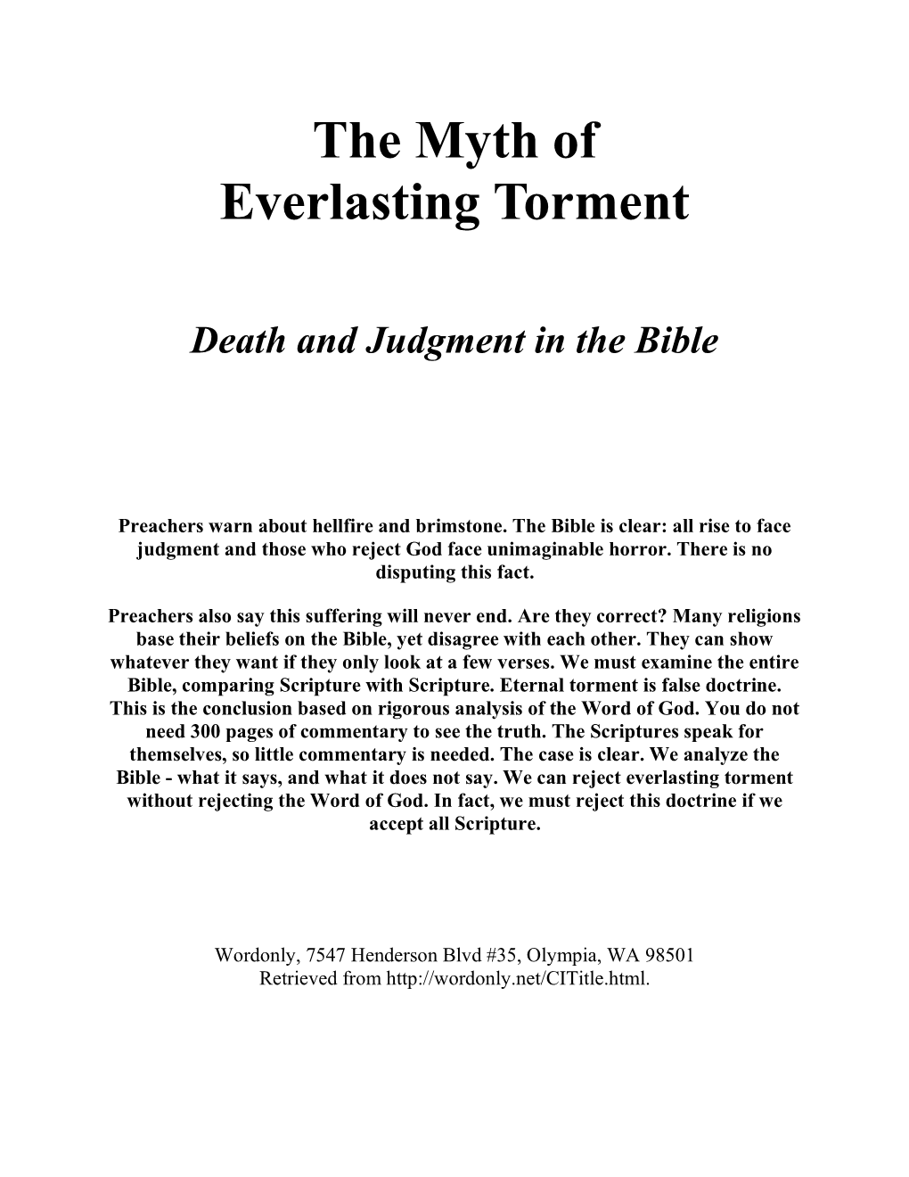 The Myth of Everlasting Torment