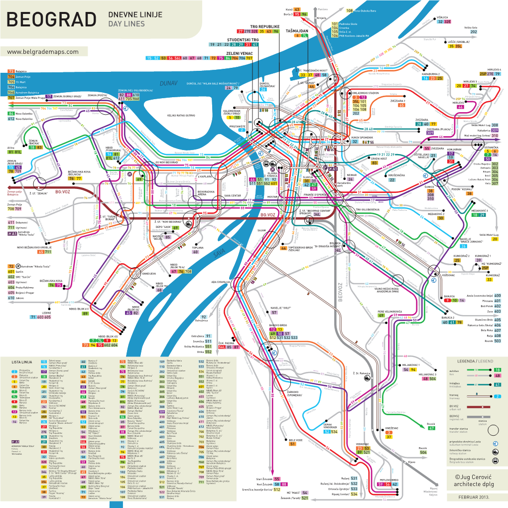 BEOGRAD TRG REPUBLIKE 104 Crvenka Veliko Selo 27 27E 32E 35 43 96 TAŠMAJDAN 105 Ovča-Ž