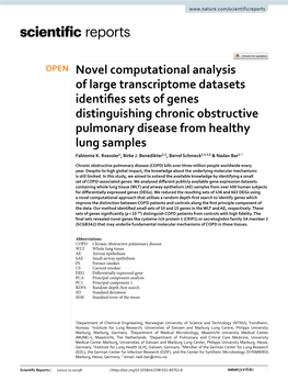 Novel Computational Analysis of Large Transcriptome Datasets Identifies