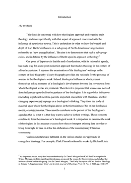 Introduction the Problem This Thesis Is Concerned with How Theologians
