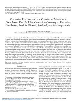 The Neolithic Cremation Cemetery at Forteviot, Strathearn, Perth & Kinross, Scotland, and Its Comparanda