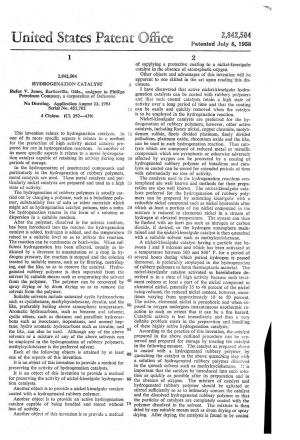 United States Patent Patented July 8, 1958 2 of Supplying a Protective Coating to a Nickel-Kieselguhr Catalyst in the Absence of Atomspheric Oxygen