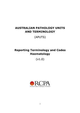 APUTS) Reporting Terminology and Codes Haematology (V1.0
