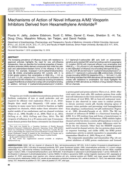 Mechanisms of Action of Novel Influenza A/M2 Viroporin Inhibitors Derived from Hexamethylene Amiloride S
