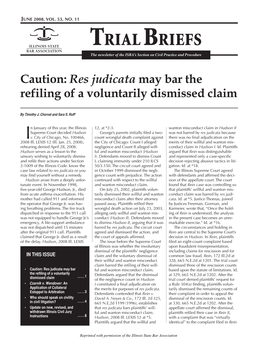 Res Judicata May Bar the Refiling of a Voluntarily Dismissed Claim