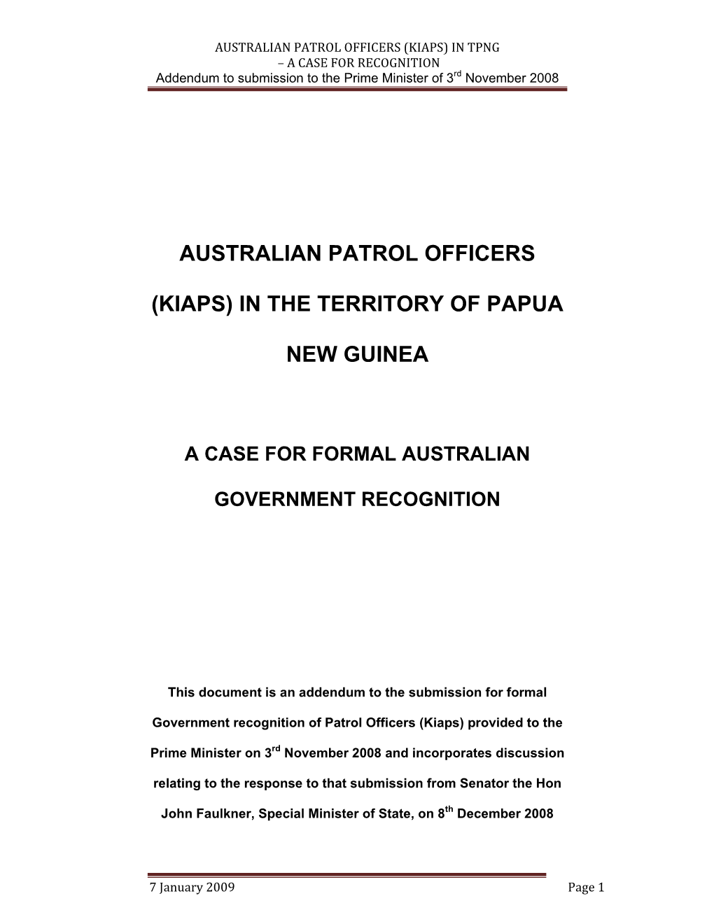 Australian Patrol Officers (Kiaps) in the Territory Of