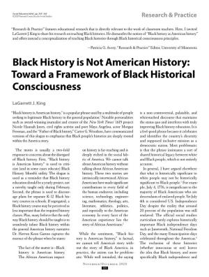 Toward a Framework of Black Historical Consciousness