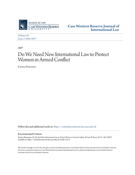 Do We Need New International Law to Protect Women in Armed Conflict Karima Bennoune