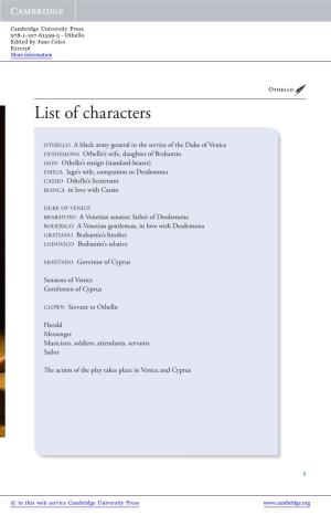 List of Characters