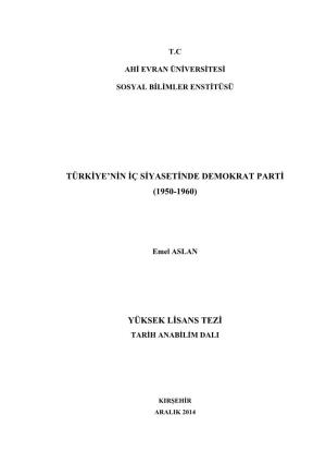 Türkiye'nin Iç Siyasetinde Demokrat Parti (1950-1960