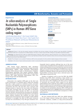 In Silico Analysis of Single Nucleotide Polymorphisms