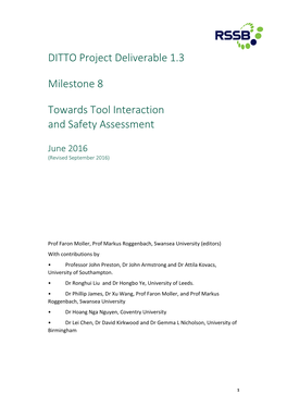 DITTO Project Deliverable 1.3 Milestone 8 Towards Tool