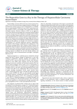The Regucalcin Gene Is a Key in the Therapy of Hepatocellular Carcinoma