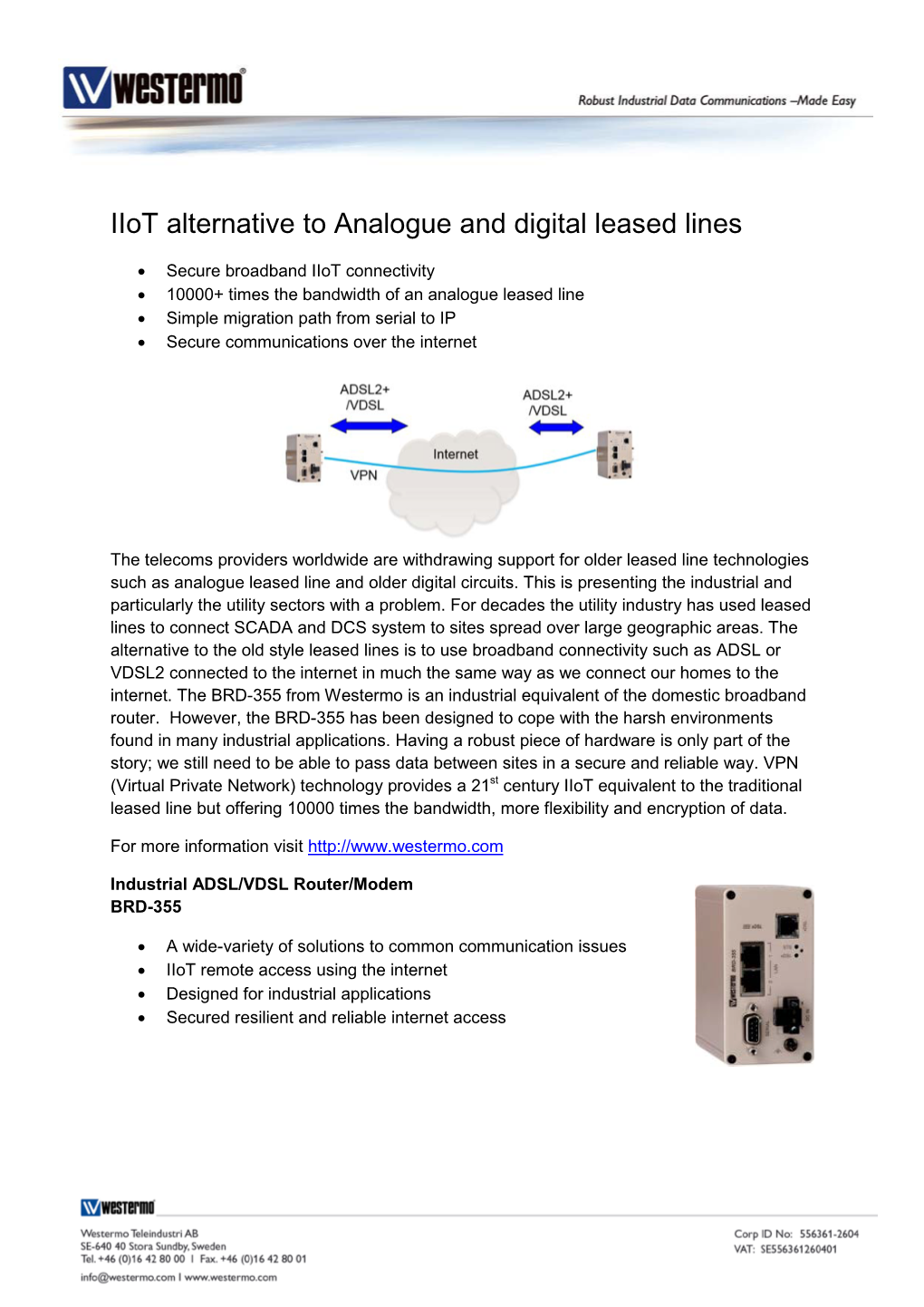 Iiot Alternative to Analogue and Digital Leased Lines