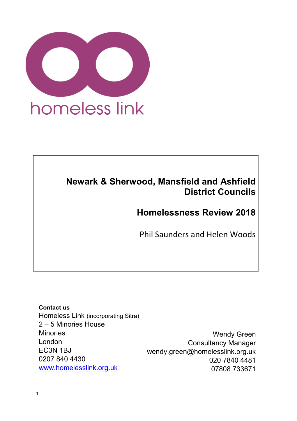 Mansfield, Newark and Sherwood, Ashfield Homelessness Review