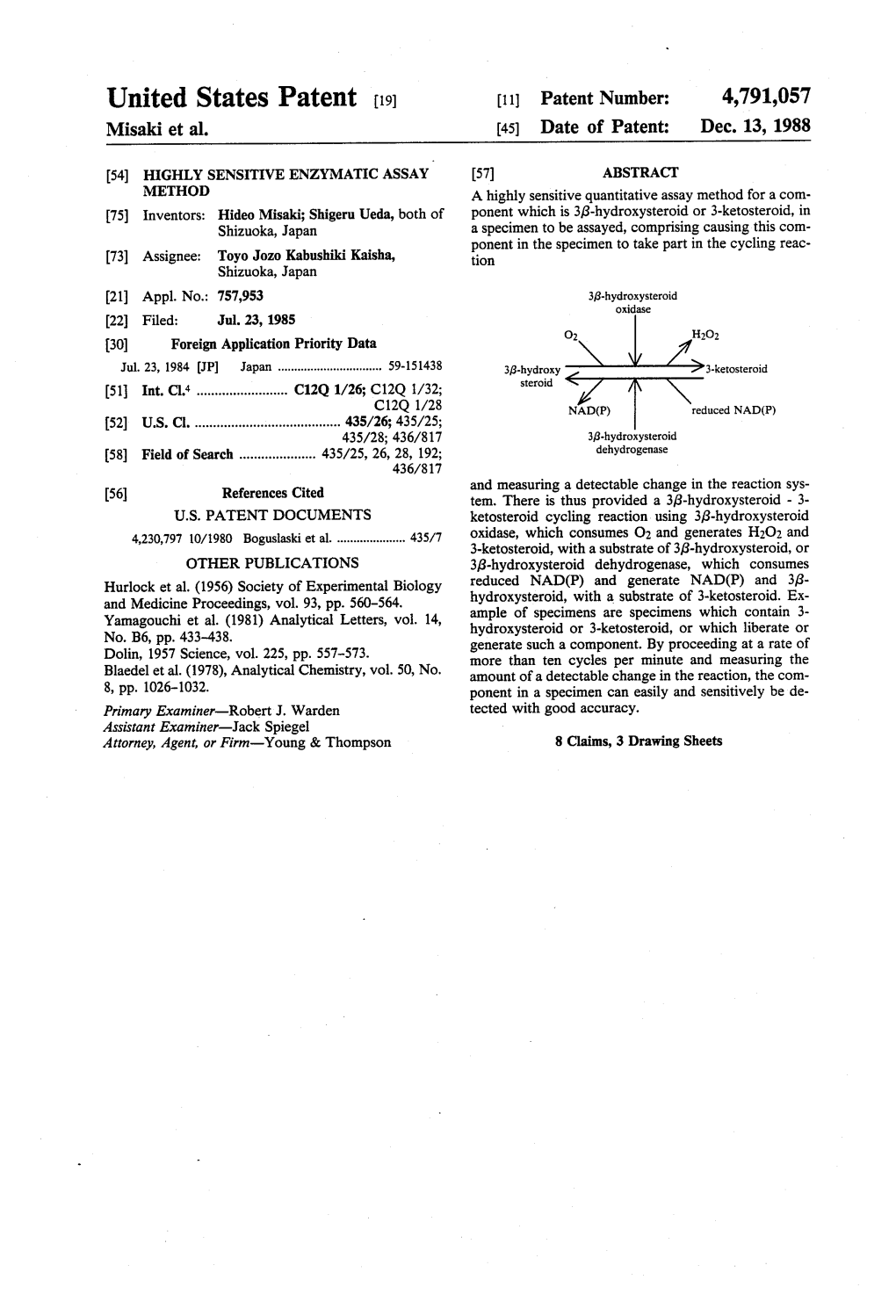 United States Patent (19) 11 Patent Number: 4,791,057 Misaki Et Al