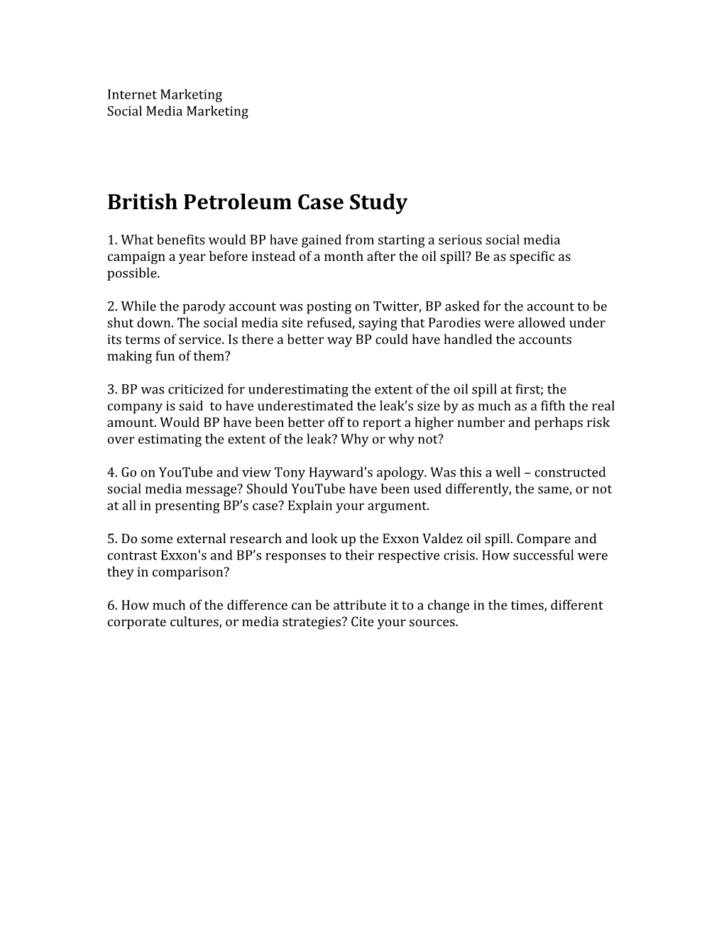 British Petroleum Case Study