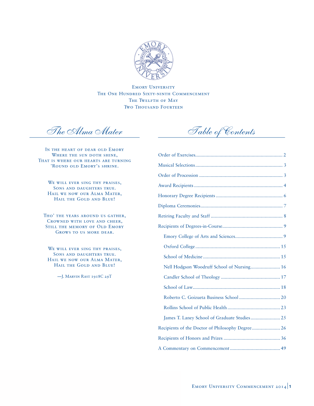 2014 Commencement Program