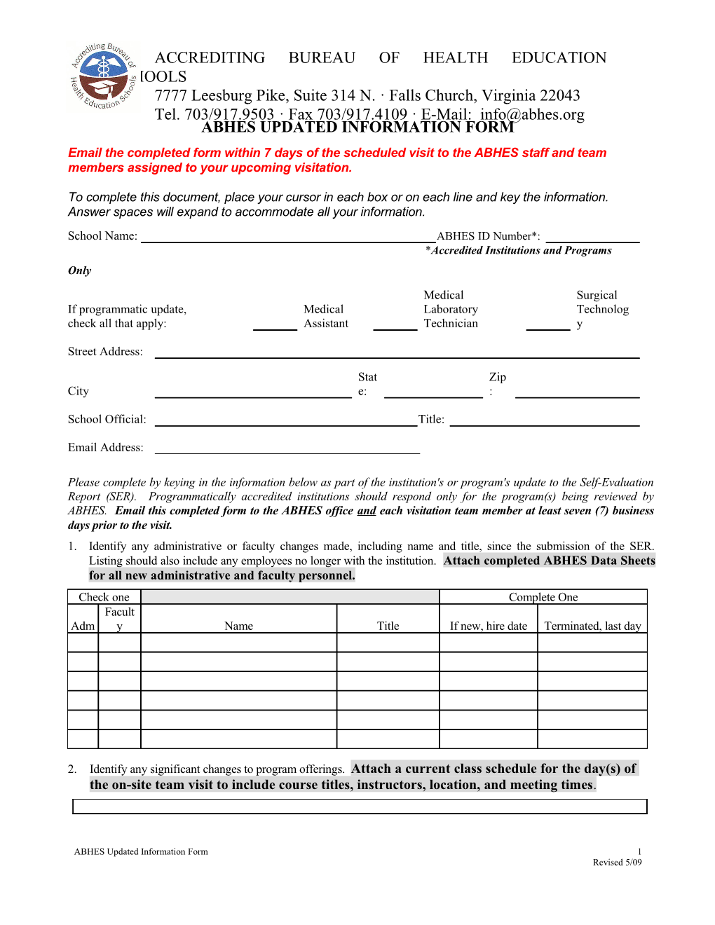 Abhes Updated Information Form