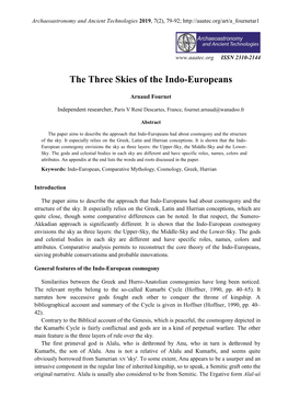 The Three Skies of the Indo-Europeans