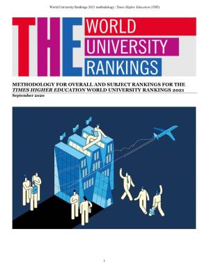 THE World University Rankings 2021 Methodology