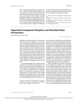 Hyperactive Vasopressin Receptors and Disturbed Water Homeostasis Nine V.A.M