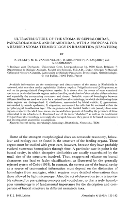 Ultrastructure of the Stoma in Cephalobidae, Panagrolaimidae and Rhabditidae, with a Proposal for a Revised Stoma Terminology in Rhabditida (Nematoda)