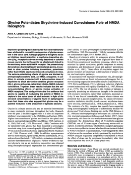 Glycine Potentiates Strychnine-Induced Convulsions: Role of NMDA Receptors