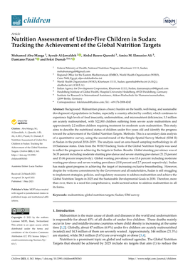 Nutrition Assessment of Under-Five Children in Sudan: Tracking the Achievement of the Global Nutrition Targets