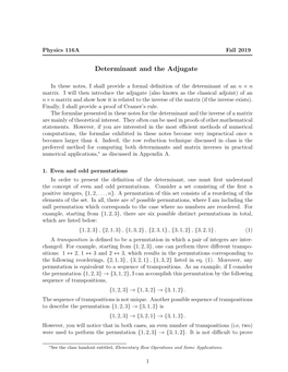 Determinant and the Adjugate