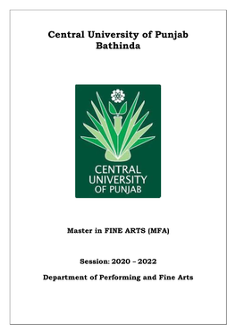 Central University of Punjab Bathinda Master in FINE ARTS