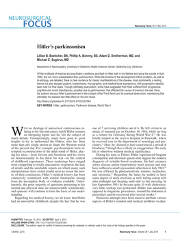 Hitler's Parkinsonism