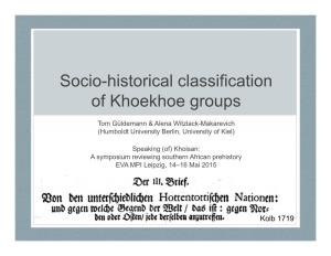 Socio-Historical Classification of Khoekhoe Groups