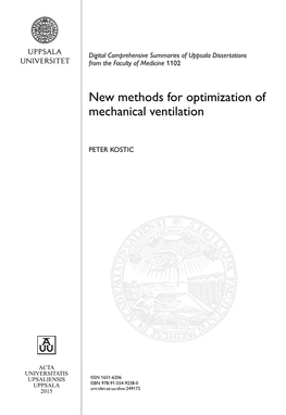 New Methods for Optimization of Mechanical Ventilation