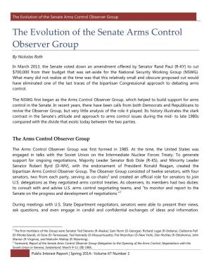 The Evolution of the Senate Arms Control Observer Group