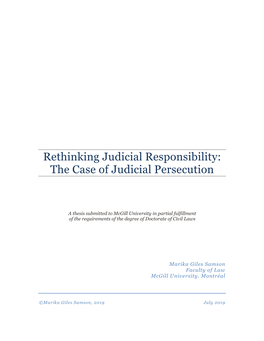 Rethinking Judicial Responsibility: the Case of Judicial Persecution