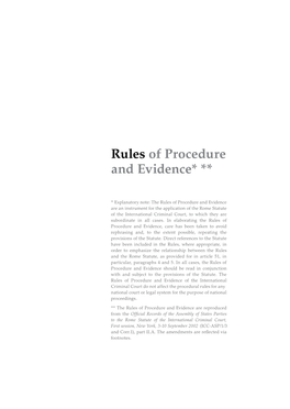 Rules of Procedure and Evidence* **