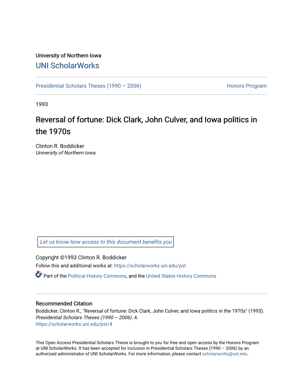 Dick Clark, John Culver, and Iowa Politics in the 1970S