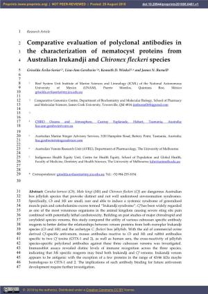 Comparative Evaluation of Polyclonal Antibodies in the Characterization Of