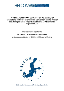 Joint HELCOM/OSPAR Guidelines on the Granting of Exemptions Under