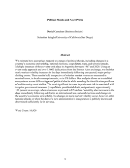 1 Political Shocks and Asset Prices Daniel Carnahan