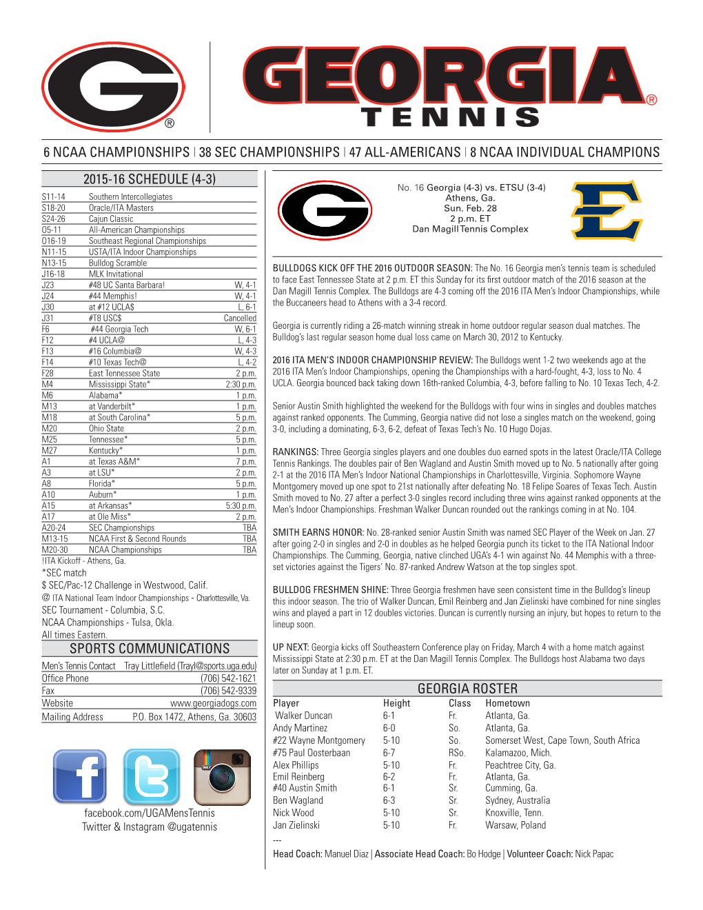 2015-16 Schedule (4-3) Sports Communications 6 Ncaa