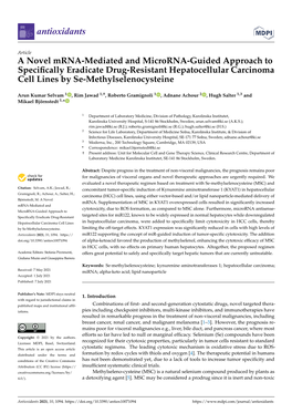 A Novel Mrna-Mediated and Microrna-Guided Approach to Speciﬁcally Eradicate Drug-Resistant Hepatocellular Carcinoma Cell Lines by Se-Methylselenocysteine