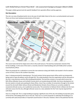 Leith Walk/Halmyre Street Place Brief – Site Assessment Background Paper (March 2020)