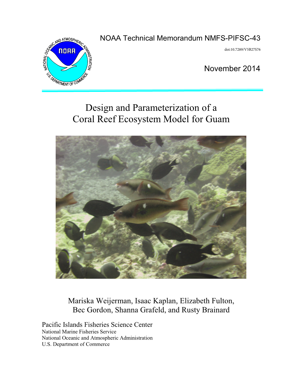 Design and Parameterization of a Coral Reef Ecosystem Model for Guam