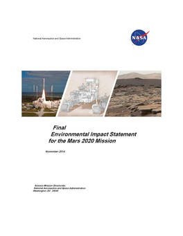 Final Environmental Impact Statement for the Mars 2020 Mission