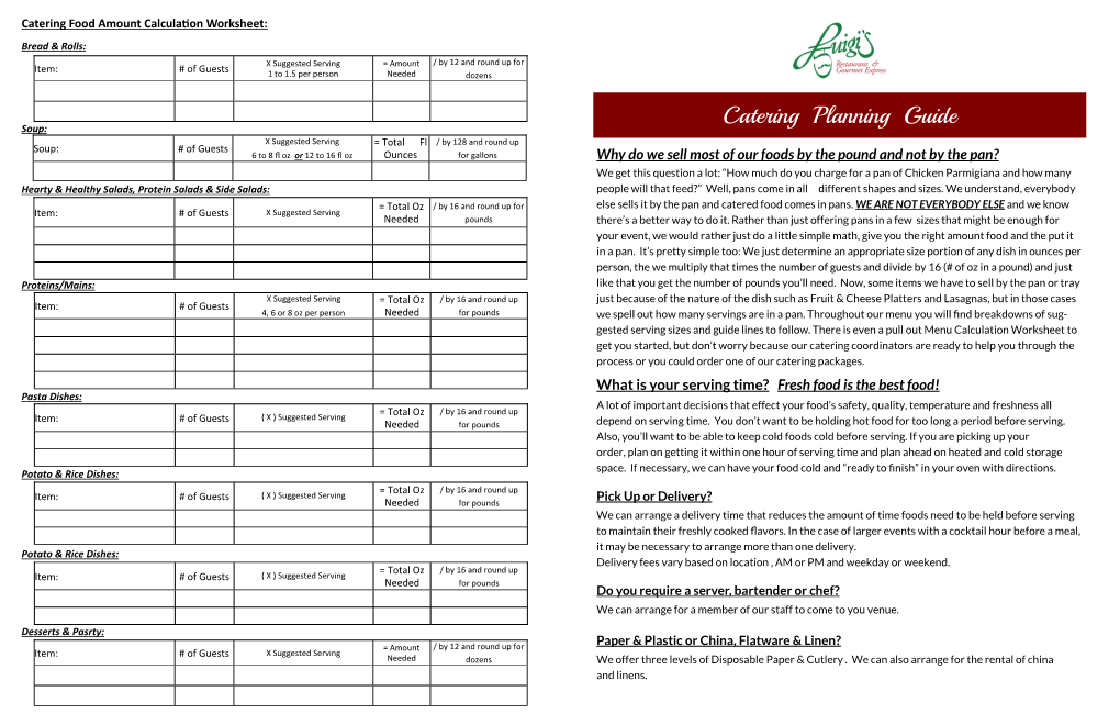 Catering Planning Guide