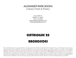 Catalogue 28 Broadsides